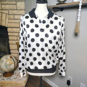 Liz Claiborne Black and White Polka Dot Vintage Dress Shirt